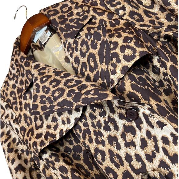 WESTPORT Short Trench Coat in Cat Print Browns and Cream Women's Size 6 - Picture 12 of 13